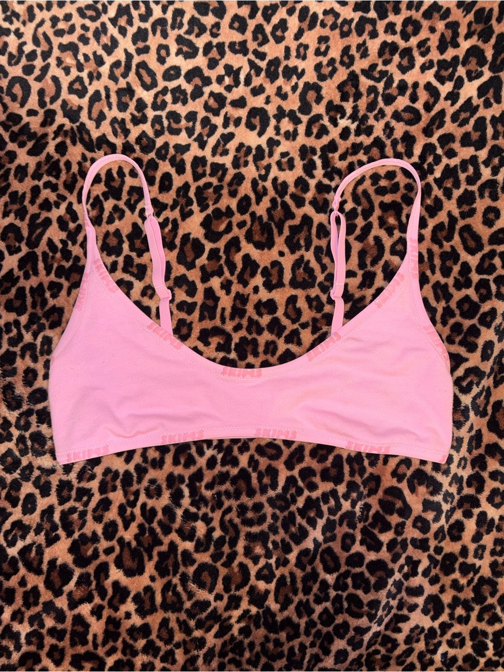 Skims pink cotton logo bralette size small